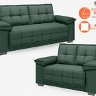 Conjunto De Sofá 2 E 3 Lugares Fixo Solaia Velosuede Verde -