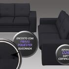 Conjunto De Sofá 2 E 3 Lugares Fixo Verona Velosuede Preto -