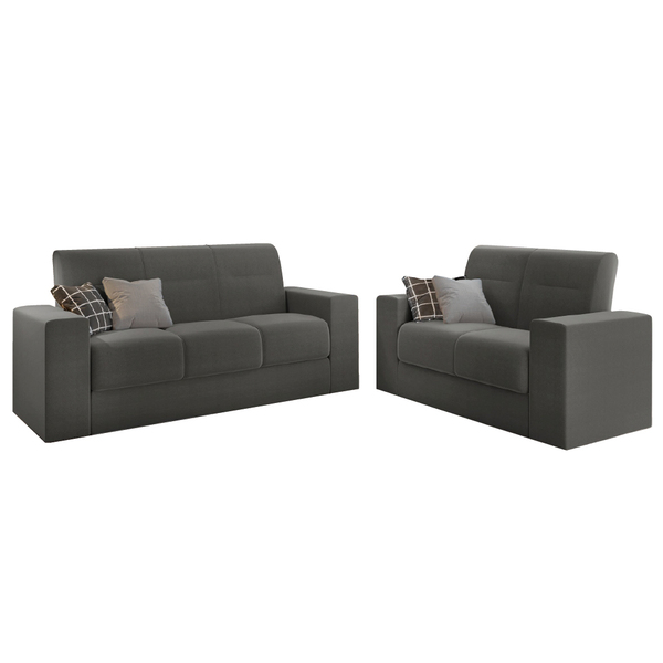 Conjunto De Sofá 2 E 3 Lugares Leon Veludo Mamflex