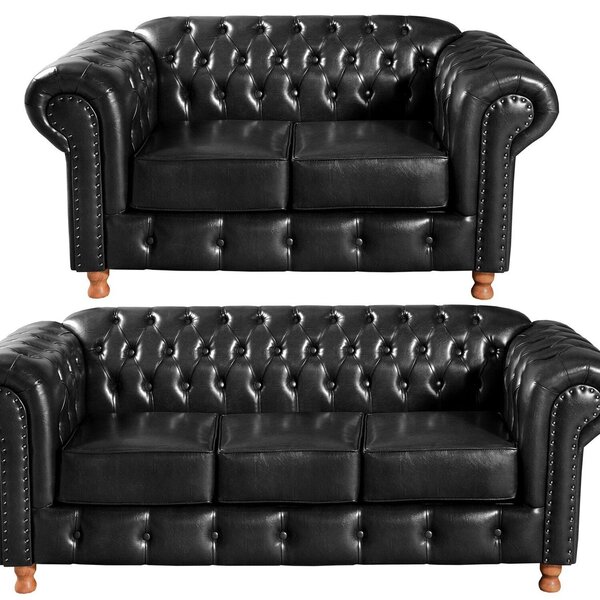 Conjunto De Sofá 3 Lugares E 2 Lugares Chesterfield Luís Xv P