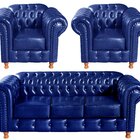 Conjunto De Sofá 3 Lugares E 2 Poltronas Chesterfield Luís Xv