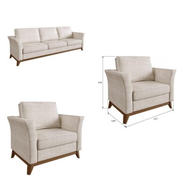 Conjunto De Sofá 3 Lugares E 2 Poltronas Vinkel Casa De Pedra