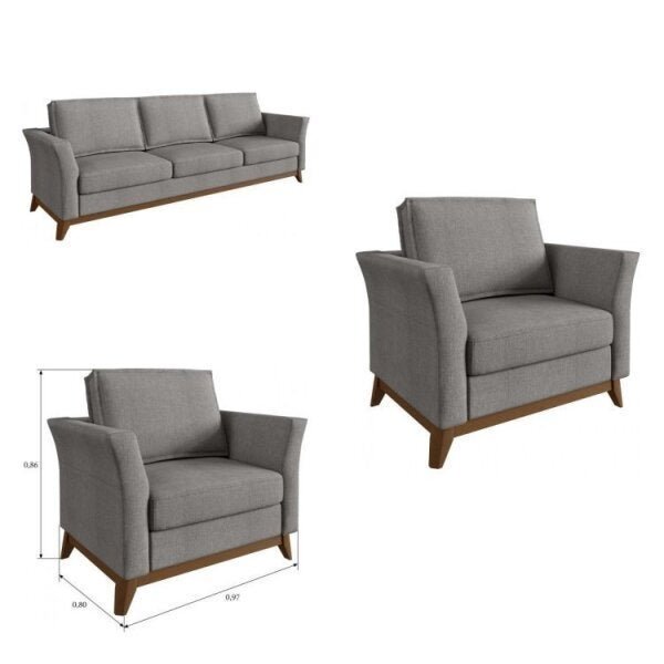 Conjunto De Sofá 3 Lugares E 2 Poltronas Vinkel Casa De Pedra