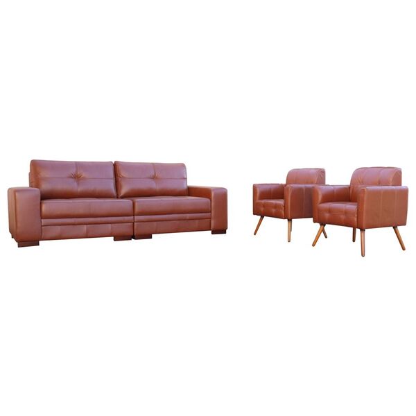 Conjunto De Sofá 4 Lugares Bipartido 260cm Com 2 Poltronas Bi