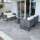 Conjunto De Sofá Bahamas Corda Náutica Em Tela - 1 Sofá + 2 P