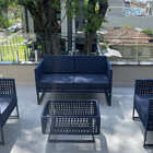 Conjunto De Sofá Bahamas Em Corda Náutica Azul - Tecido Duna