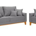 Conjunto De Sofá Beny Com 2 Poltronas Living Base De Madeira