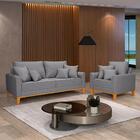 Conjunto De Sofá Beny Com 2 Poltronas Living Base De Madeira