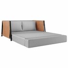 Conjunto De Sofá Cama Com 2 Poltronas Em Linho Preto/cinza