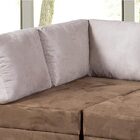 Conjunto De Sofá De Canto Flórida Com Puff - Hellen - Caqui /