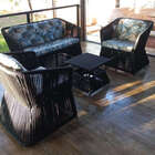 Conjunto De Sofá Em Corda Náutica Bambu - 1 Sofá 2l + 2 Poltr