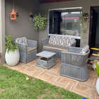 Conjunto De Sofá Em Corda Náutica Bambu - 1 Sofá 2l + 2 Poltr