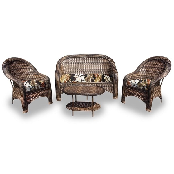 Conjunto De Sofá Fibra Sintética Karibe - 1 Sofá 2l + 2 Poltr