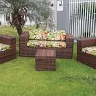 Conjunto De Sofá Fibra Sintética Quadrado Aço - 1 Sofá 2l + 2