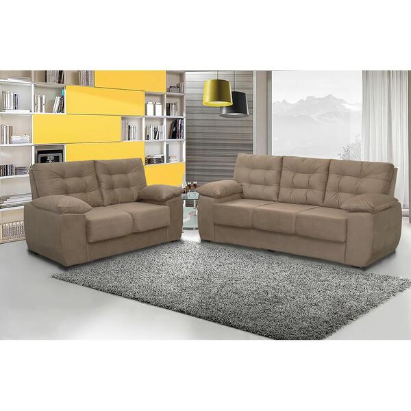 Conjunto De Sofá Luxemburgo 3 E 2 Lugares Tecido Suede Liso C