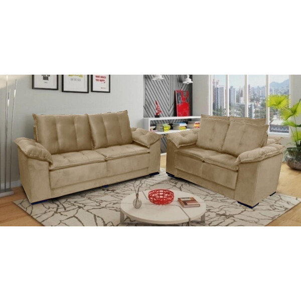 Conjunto De Sofá Napoles 2 E 3 Lugares Veludo Jw