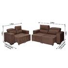 Conjunto De Sofá Rússia 2,00 Mts + 1,50 Mts Pluma Café