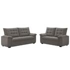 Conjunto De Sofás 2 E 3 Lugares Bertioga Veludo Cinza
