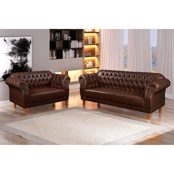 Conjunto De Sofás Chesterfield Duque Marrom Leroy Merlin
