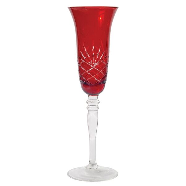 Conjunto De Taças De Champagne Em Vidro Cristalino Com Lapida