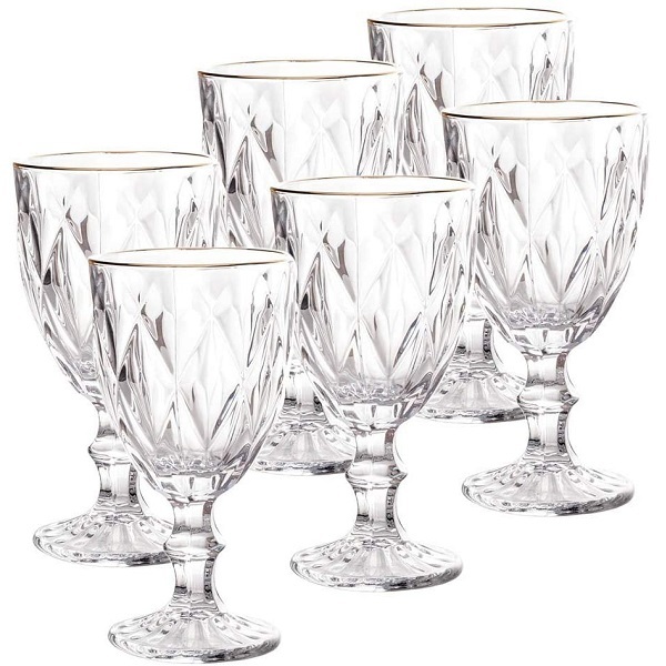 Conjunto De Taças Para Agua 325ml Diamond 6 Peças Lyor 7986