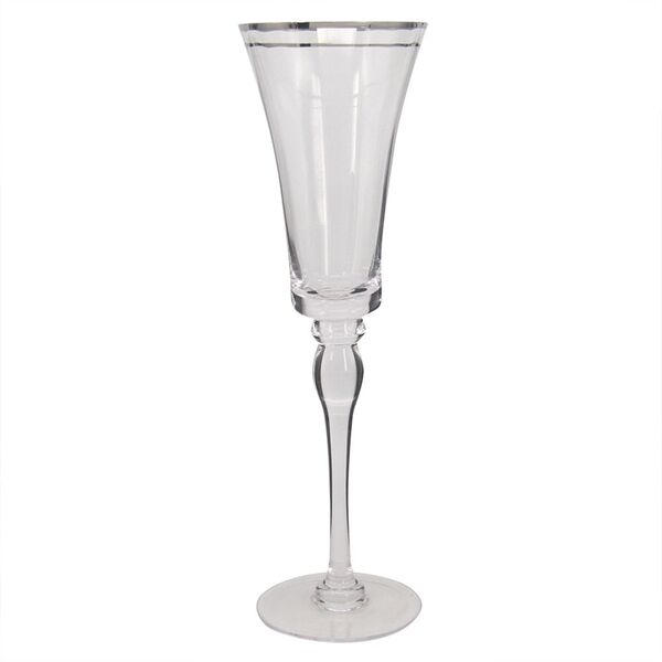 Conjunto De Tacas Para Champagne De Vidro Com Detalhes Prata