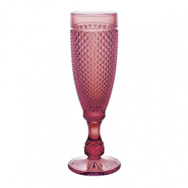 Conjunto De Tacas Para Champanhe Bico De Jaca De Vidro Rosa -