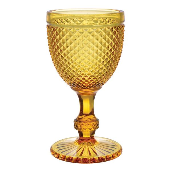 Conjunto De Tacas Para Vinho Bico De Jaca De Vidro Amarelo -