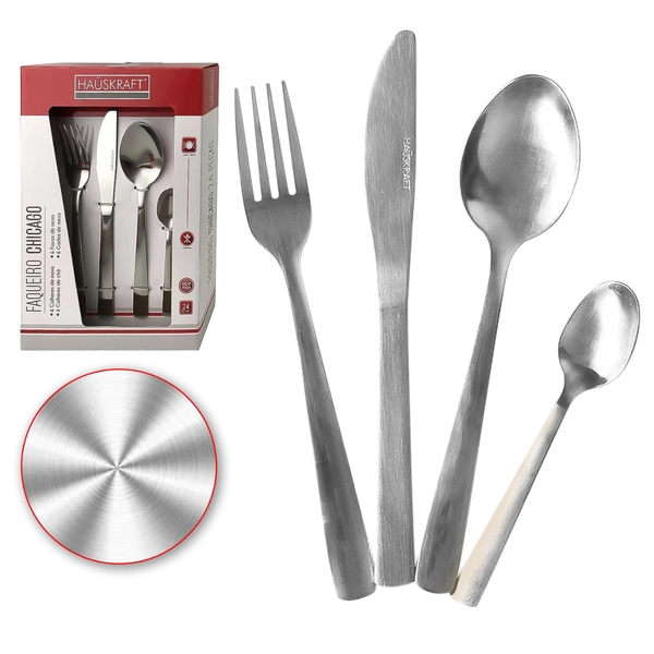 Conjunto De Talheres,facas,colheres,24 Peças Prata Hauskraft
