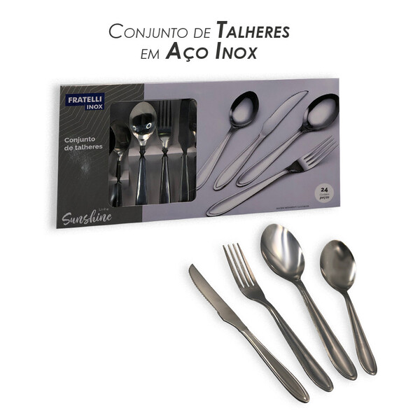 Conjunto De Talheres Em Aço Inox  24 Peças