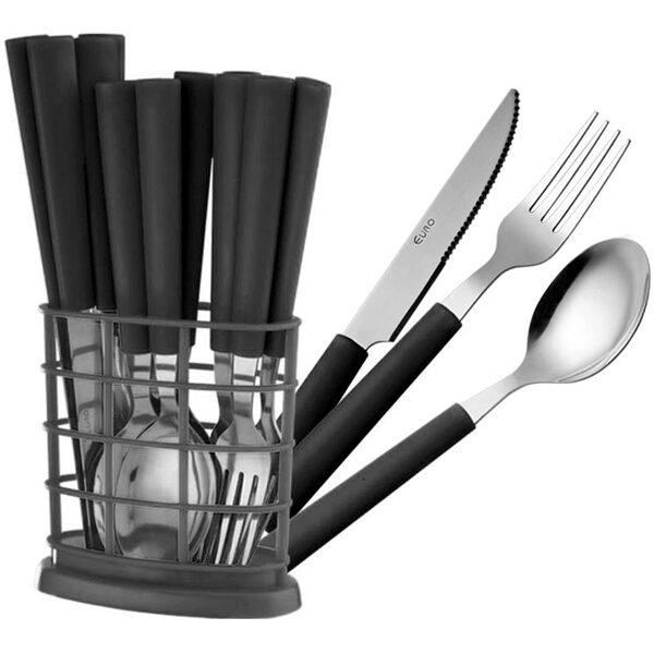 Conjunto De Talheres Pop 12 Peças - Euro Home - Preto