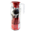 Conjunto De Talheres Vermelho 24 Peças Com Jarra De Vidro