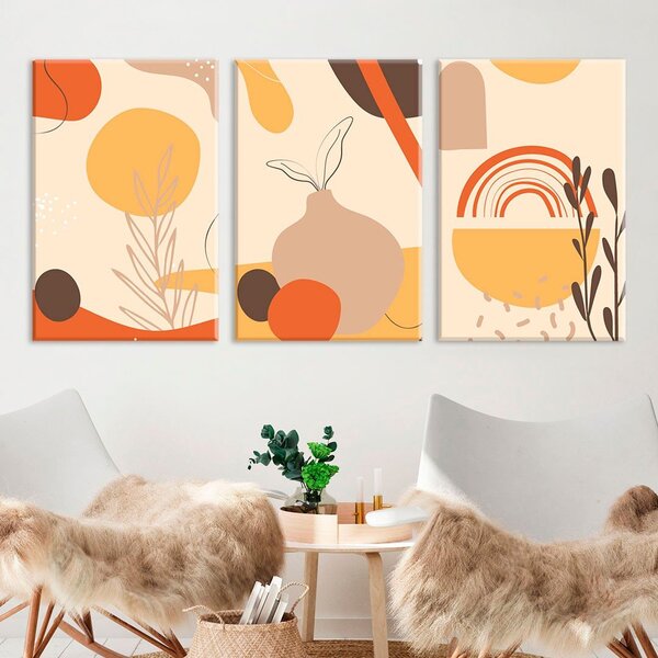 Conjunto De Telas Decorativa Abstrato