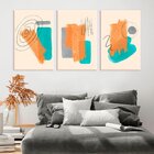 Conjunto De Telas Decorativa Abstrato Laranja