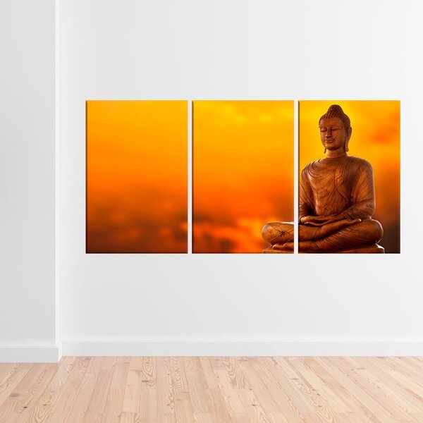 Conjunto De Telas Decorativa Buda Em Pôr Do Sol