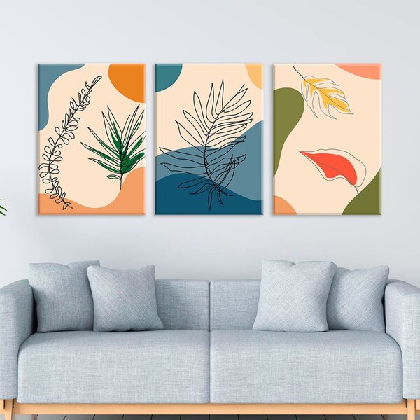 Conjunto De Telas Decorativa Flowers And Abstract