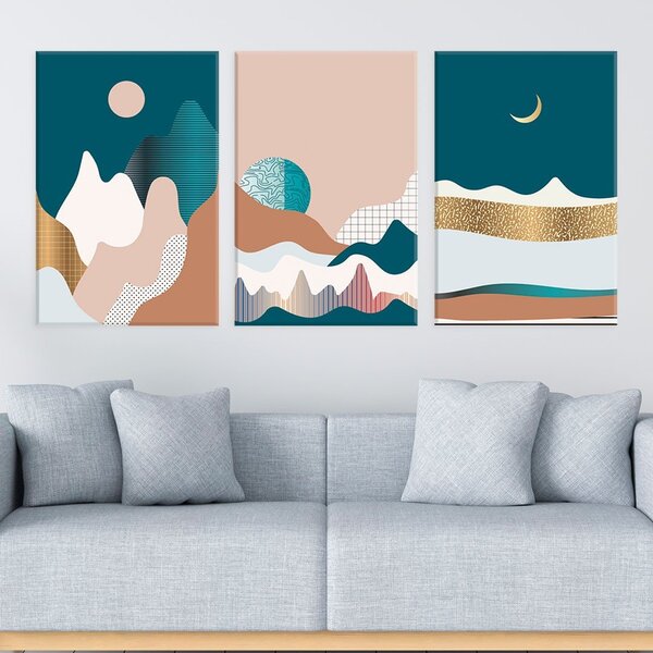 Conjunto De Telas Decorativa Montanhas Abstratas