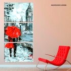 Conjunto De Telas Decorativa Painting London Red