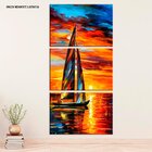 Conjunto De Telas Decorativa Pintura Barco A Vela Com Sol