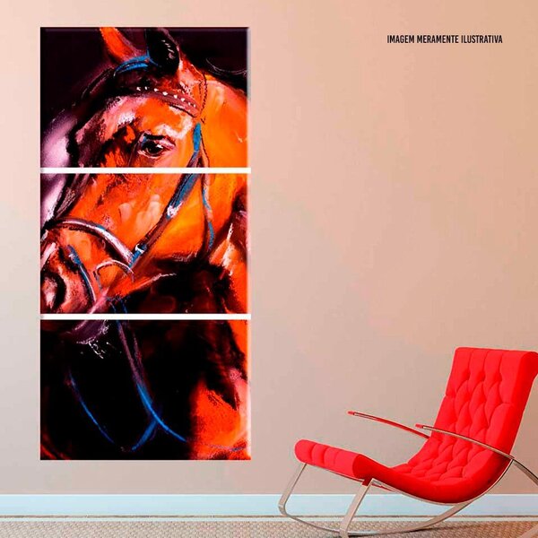 Conjunto De Telas Decorativa Pintura Cavalo