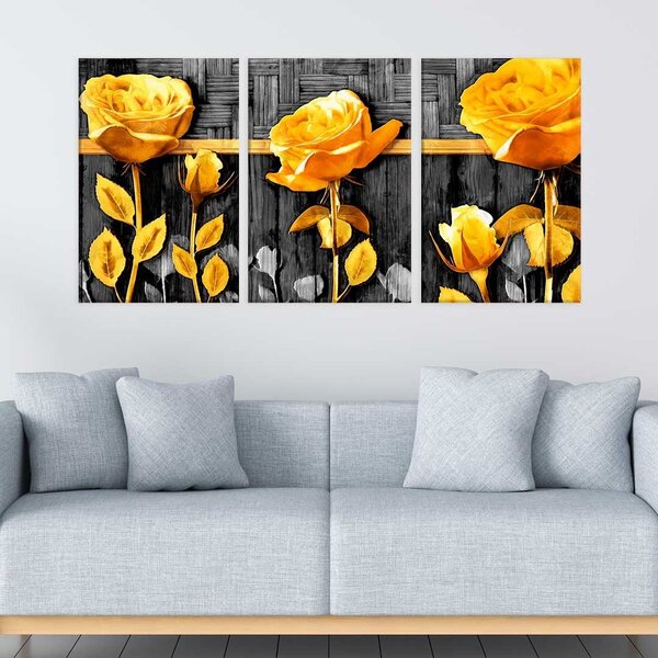 Conjunto De Telas Decorativa Rosas Amarelas