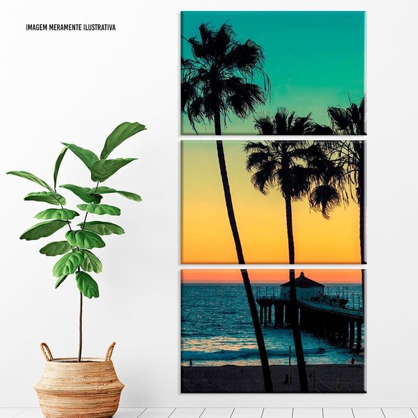 Conjunto De Telas Decorativas Por Do Sol Praia