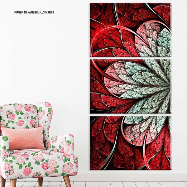 Conjunto De Telas Decorativos Vitral Vermelho