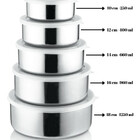 Conjunto De Tigelas Aço Inox 5 Peças Com Tampa Vasilha Resist