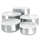 Conjunto De Tigelas De Inox Com Tampa - 5 Peças