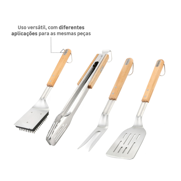 Conjunto de Utensílios para Churrasco Magnético Naterial