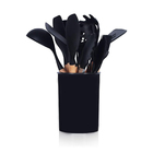 Conjunto De Utensílios Silicone Kit 12 Peças Cabo Madeira