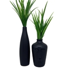 Conjunto de vaso alto e vaso máscara de cerâmica na cor preta