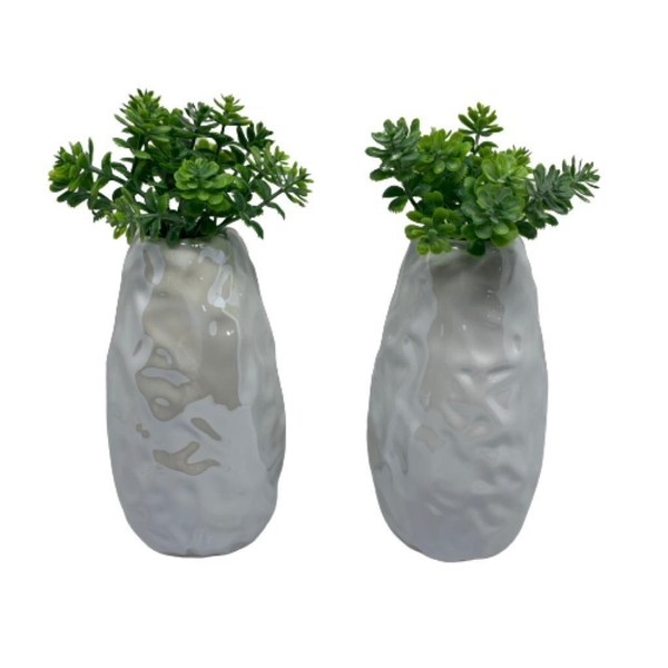 Conjunto De Vaso Branco Com Brilho