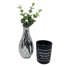 Conjunto De Vaso Prata E Vela Decorativa